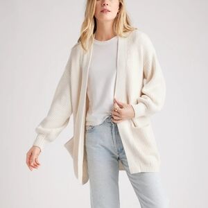 Quince Women's Ivory Oversized Cardigan Sweater M Organic Cotton NWT Open Front